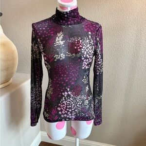 WHBM Long Sleeve Mesh Turtleneck, Size XS